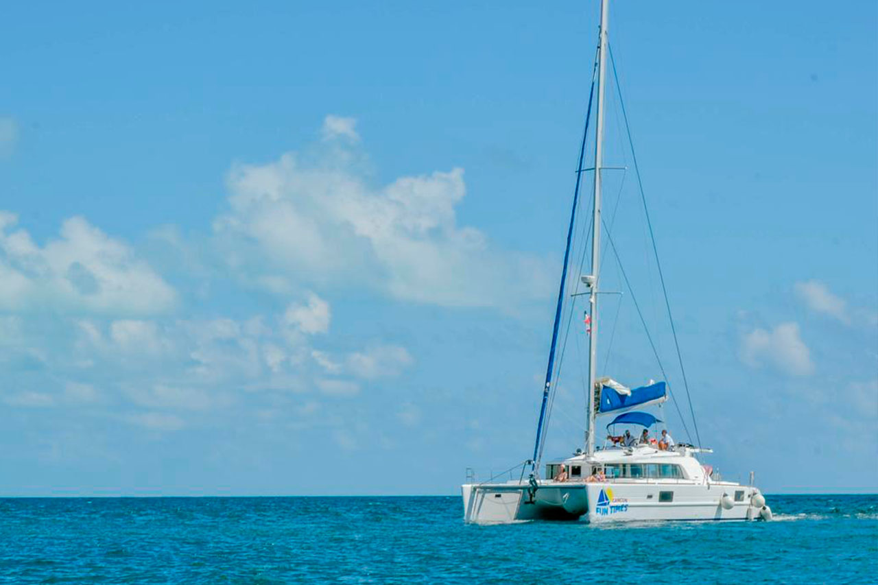 Catamaran in the Cancun Caribbean